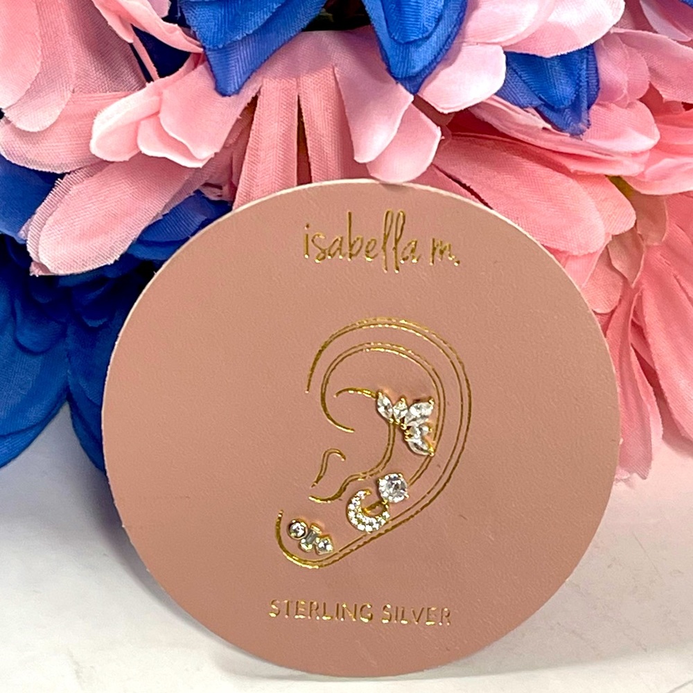 🌙CZ 925S 4 PC EARRING SET
